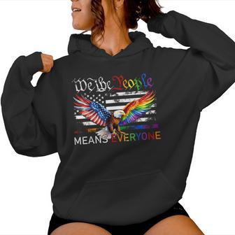 We The People Means Everyone Eagle Usa Flag Lgbt Rainbow Women Hoodie - Monsterry