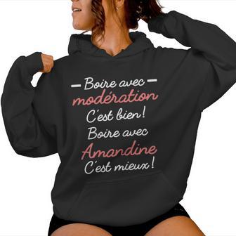 Phrase Personnalisée Humoristique Apéro Bière Amandine Sweat à capuche femme - Cadeauxyz
