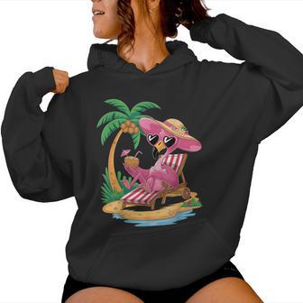 Pink Flamingo Women's Girls Beach Summer Holiday Tropical Women Hoodie - Thegiftio UK