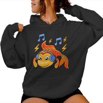 Poisson Rouge Casque D'écoute De La Musique Musicien Sweat à capuche femme - Cadeauxyz