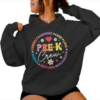 Pre-K Crew 1St Day Of School Preschool Teacher Women Hoodie - Monsterry