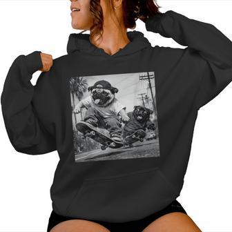 Pug Boys Girls Costume Retro Meme Skateboard 90S Women Hoodie - Thegiftio UK