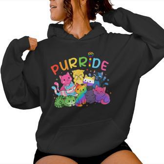 Purride Cat Lgbt Rainbow Lesbian Gay Pride Ally Kids Women Hoodie - Thegiftio UK