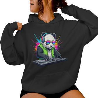 Rainbow Dj Panda Avec Lunettes Deoleil Casque Edm Musique Drôle Sweat à capuche femme - Cadeauxyz