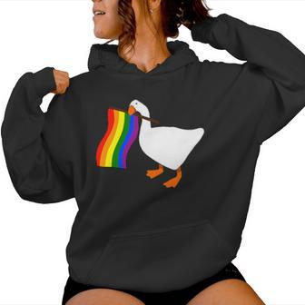 Rainbow Goose Meme Love Is Love Lgbt Gay Lesbian Pride Women Hoodie - Thegiftio UK