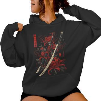 Red Spider Lily Flower Katana Sword Japanese Anime Otaku Women Hoodie - Monsterry CA
