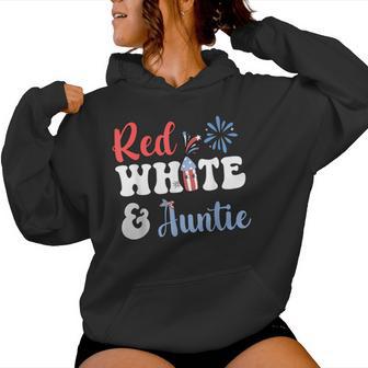 Red White & Auntie 4Th Of July New Aunt Grandma Pregnancy Women Hoodie - Thegiftio UK