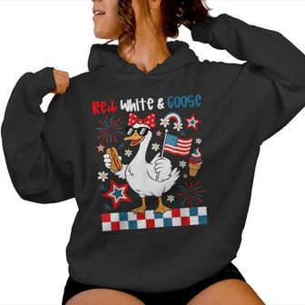 Red White And Goose 4Th Of July Patriotic Kids Women Hoodie - Thegiftio UK