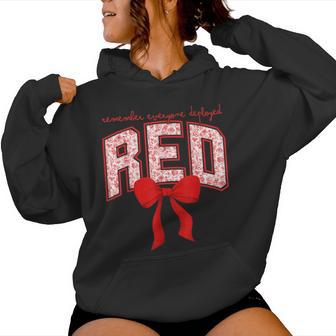 Remember Everyone Deployed Red Bow Toile Military Girls Women Hoodie - Thegiftio UK