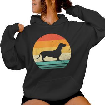 Retro Dachshund Dog Mom Dad Dachshund Sudadera con capucha para mujer - Regaloses