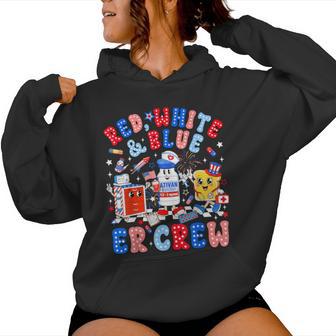 Retro Red White And Blue Er Crew America 4Th Of July Nurse Women Hoodie - Thegiftio UK