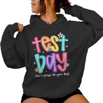 Retro Test Day Don't Stress Do Your Best Teacher Testing Day Women Hoodie - Thegiftio UK