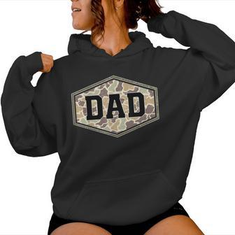 Retro Varsity Camo Dad Duck Hunting Camouflage Father’S Day Women Hoodie - Monsterry