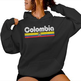 Retro Vintage Colombia Flag Colombian Pride Kids Women Hoodie - Thegiftio UK