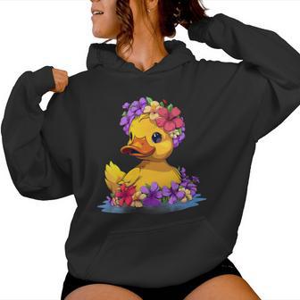 Rubber Duck Floral Hawaiian Rubber Duck Lover Hawaii Women Hoodie - Thegiftio UK