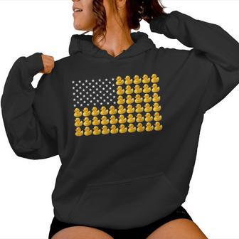Rubber Duck Duckie American Flag 4Th Of July Patriotic Women Hoodie - Thegiftio UK