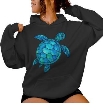 Sea Turtle Mosaic Ocean Animal Save The Turtles Women Hoodie - Monsterry