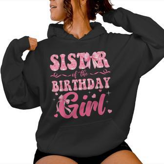 Sister Of The Birthday Girl Family Pink Coquette Bow Women Hoodie - Thegiftio UK