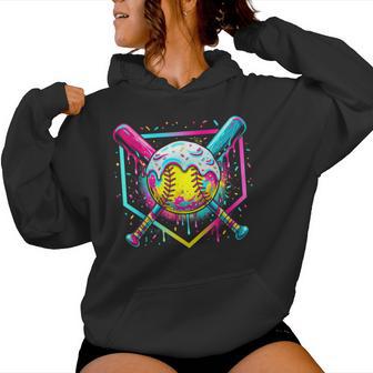 Softball Girl Ice Cream Softball Drip Youth Women Hoodie - Thegiftio UK