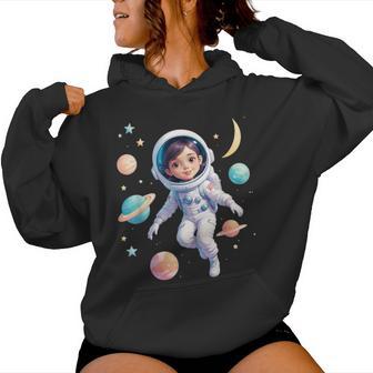 Space Girl Astronaut Cute Female Cosmic Explorer Women Hoodie - Monsterry