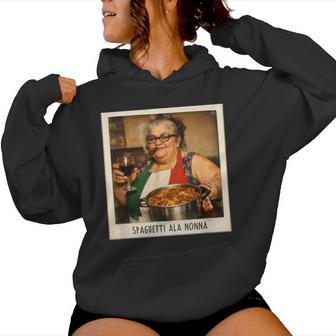 Spaghetti Ala Nonna Lustiges Italienische Pasta Oma Retro Kapuzenpullover für Damen - Geschenkecke