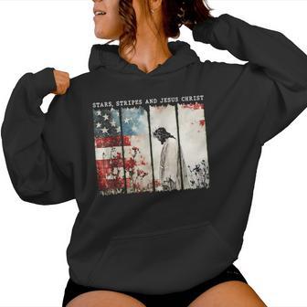 Stars Stripes And Jesus Christ Patriotic Christian Women Hoodie - Thegiftio UK