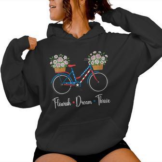 Subtle Floral Bike Us Flag 8647 Flourish Dream Thrive Resist Women Hoodie - Thegiftio UK