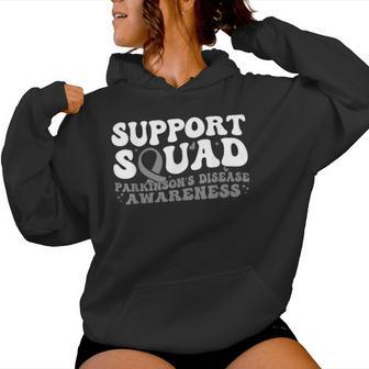 Support Squad Gray Ribbon Butterfly Parkinson's Disease Women Hoodie - Thegiftio