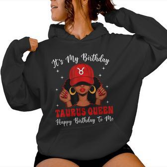 Taurus Queen Afro Red Cap Black Girl Birthday Women Hoodie - Thegiftio UK