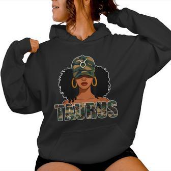 Taurus Queen Camo Birthday Black Woman Cap Zodiac Sign Women Hoodie - Thegiftio UK