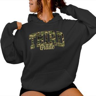 Third Grade Teacher Student Camouflage Back To School Women Hoodie | Mazezy