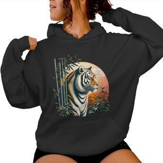 Tigre Japonés De Bambú Cuello Sudadera con capucha para mujer - Regaloses