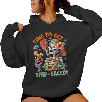 Time To Get Ship Faced Skeleton Woman Hawaii Beach Summer Women Hoodie - Thegiftio UK