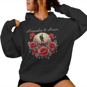 Veterans Day 2024 Usa Memorial Day Red Poppy Flower Military Women Hoodie | Seseable UK