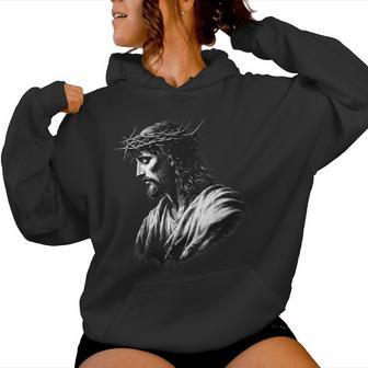 Vintage Face Of Jesus Christ Christian Faith Women Hoodie - Thegiftio UK