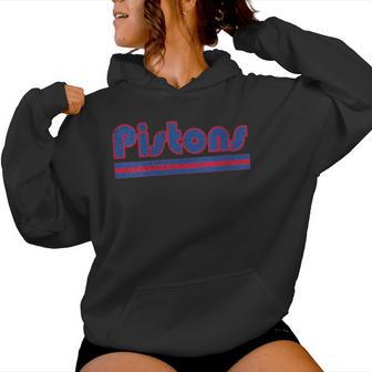 Vintage Pistons Name Retro 3-Stripes Women Hoodie - Monsterry