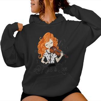 Violoniste Fille Dessin Animé Musique Classique Folk Sweat à capuche femme - Cadeauxyz