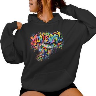 Volleyball Girls Graffiti Urban Style Sports Graphic Women Hoodie - Thegiftio UK