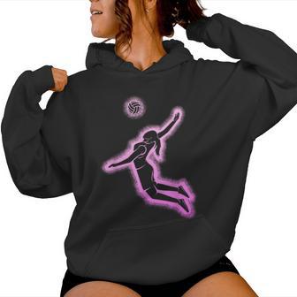 Volleyball Mädchen Damen Chwarz-Ausschnitt Kurzarm Klassisch Pull-On 1 Count Kapuzenpullover für Damen - Seseable