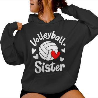 Volleyball Sister Heart Big Sister Little Cute Girls Brother Women Hoodie - Monsterry