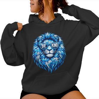 Wear Blue Autism Awareness Puzzle Lion Be Kind Boy Women Women Hoodie | Seseable UK
