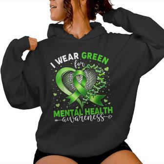 I Wear Green Mental Health Awareness Ribbon Dragonfly Hope Women Hoodie - Monsterry