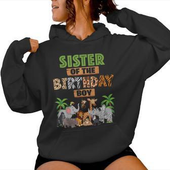 Wild Sister Of The Birthday Boy Zoo Safari Jungle Animal Women Hoodie - Thegiftio UK