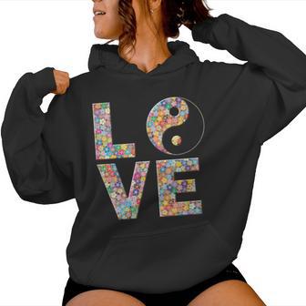 Yinyang Taoism Yin Yang Tai Chi Love Flowers Felpa con cappuccio da donna - Novitaregali