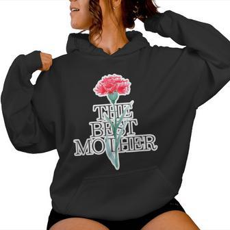 カーネーション The Best Mother 最高の母親【母の日】ピンク《ポップ フォント》メッセージ レディースパーカー - Kawaiitshirt