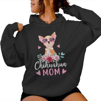 チワワの所有者のためのかわいいチワワのママサングラスの花 レディースパーカー - Kawaiitshirt