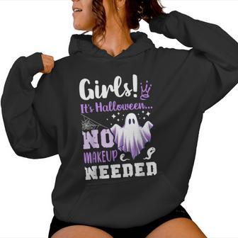 ハロウィンメイクのジョーク、女の子、面白い、英語で レディースパーカー - Kawaiitshirt