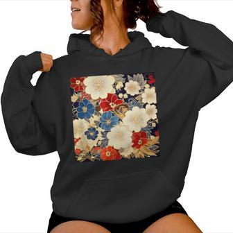 日本のヴィンテージ花柄着物 レディースパーカー - Kawaiitshirt