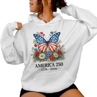 250Th Anniversary Butterfly Usa Flag Patriotic 4Th Of July Women Hoodie - Thegiftio UK