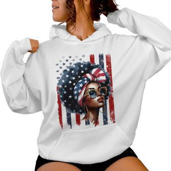 4Th Of July Black African American Afro Patriotic Women Hoodie - Thegiftio UK